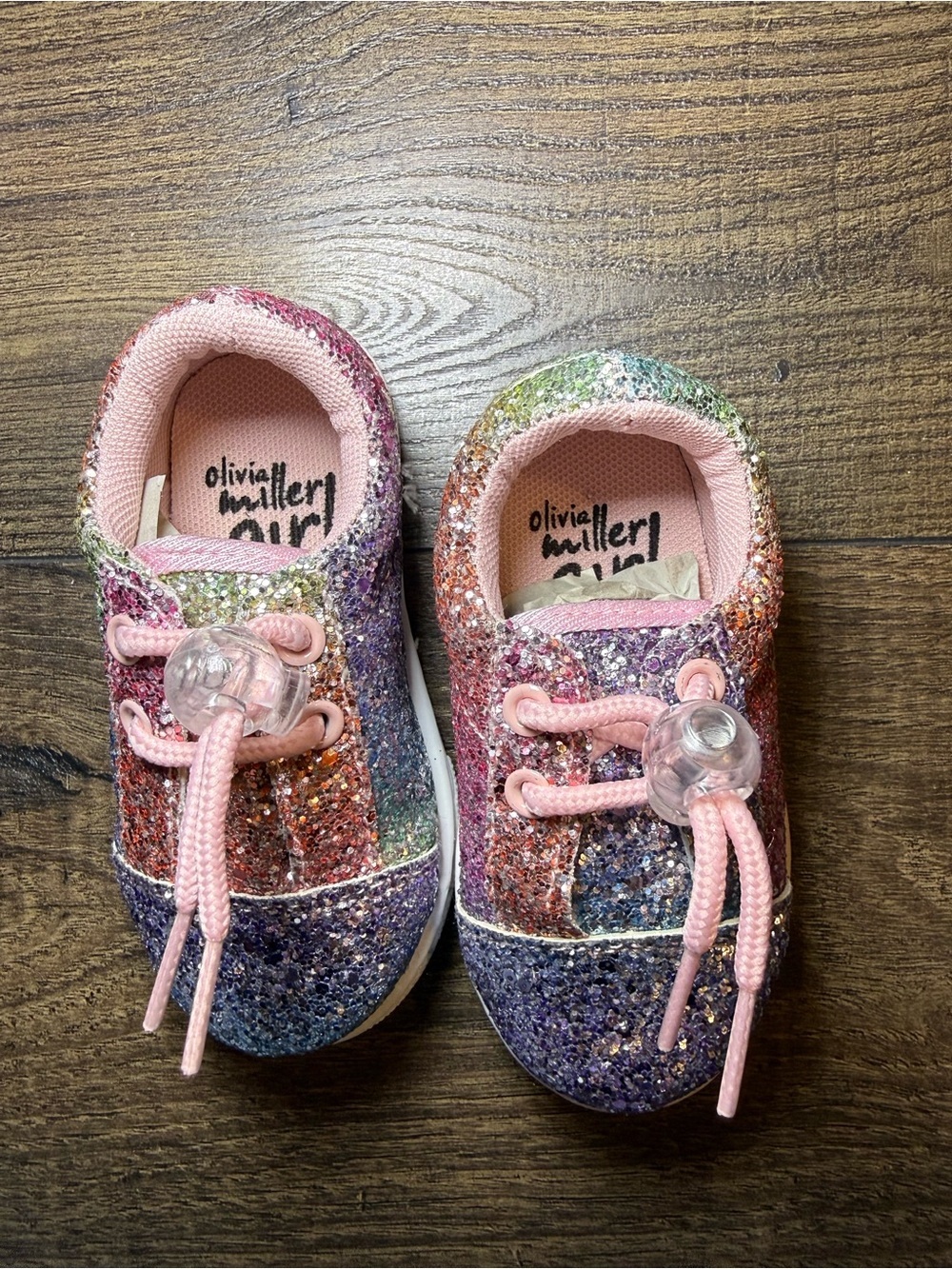 Olivia Miller Girl Kids Toddler Rainbow Glitter Shoelace Sneakers Size 5 NWT - Picture 5 of 8